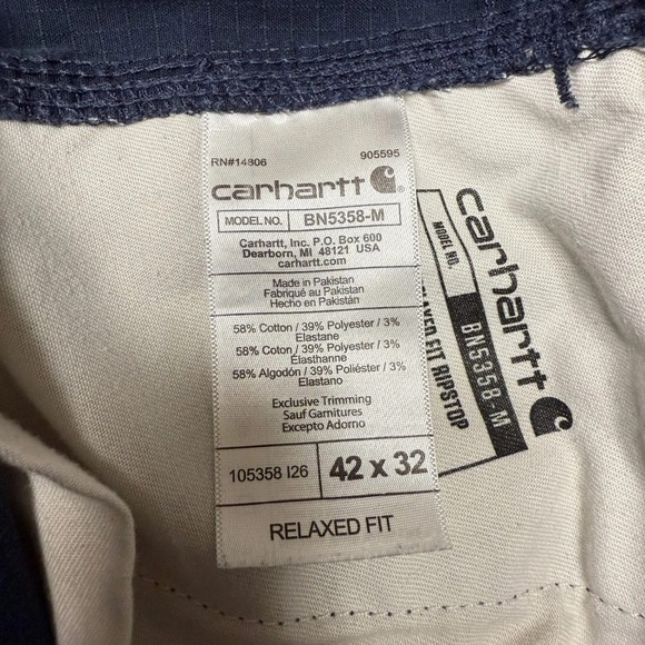Carhartt Mens Force Ripstop Utility Work Pants 42x32 Blue Relaxed Fit Cargo - Picture 6 of 14